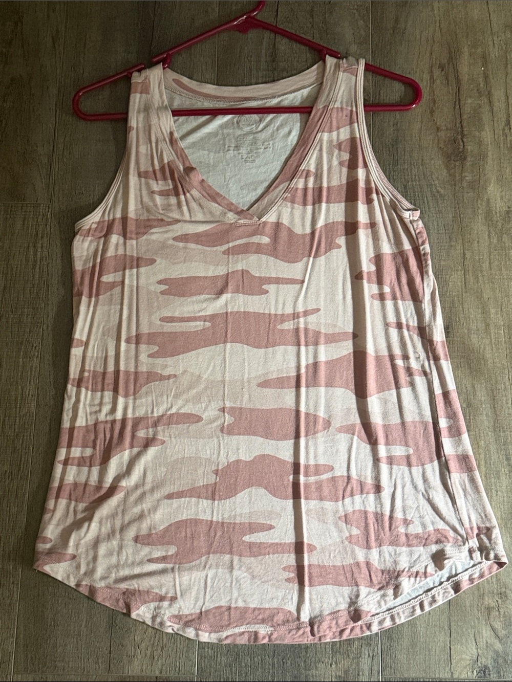 Sleeveless V-Neck Pink Camo Tank Top